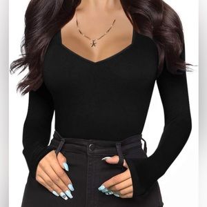 Mangopop Long Sleeve Sweetheart Bodysuit